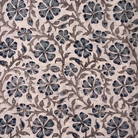 Nyra Linen 58" Block-Printed Jaal Upholstery Fabric