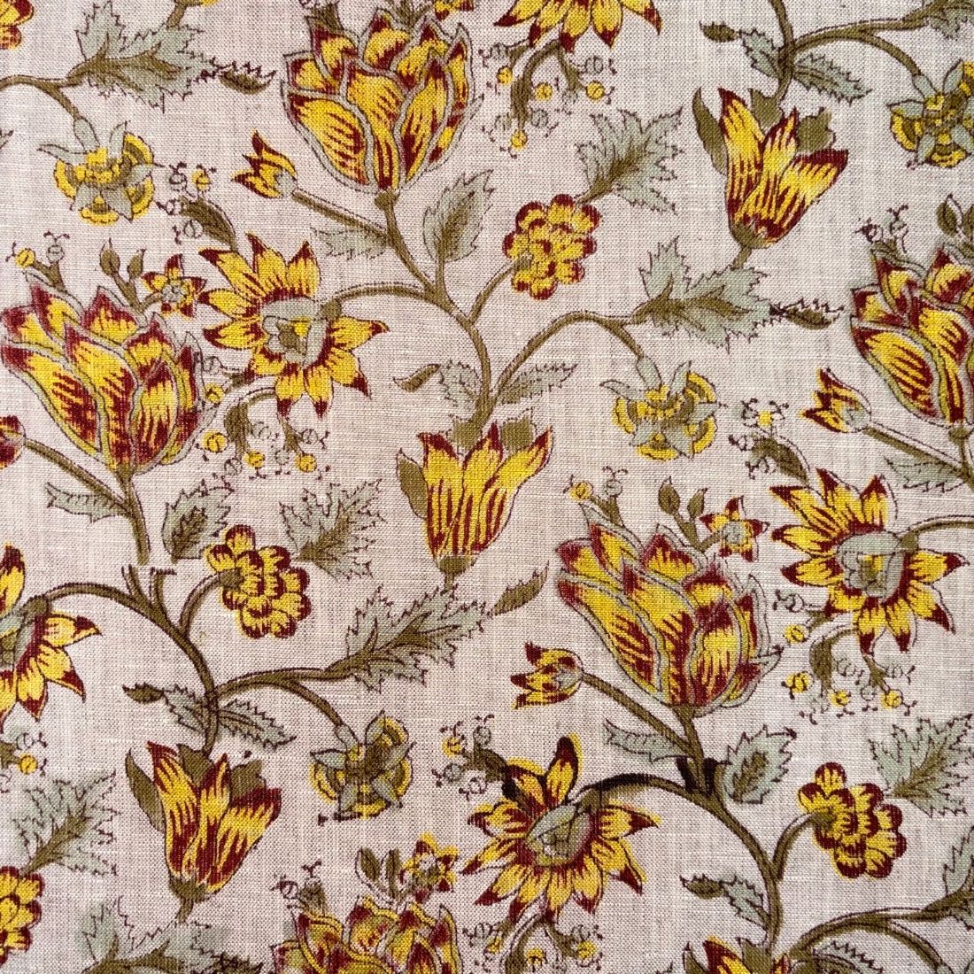 Khaat Block Printed Linen Fabric | Upholstery & Home Décor Fabric