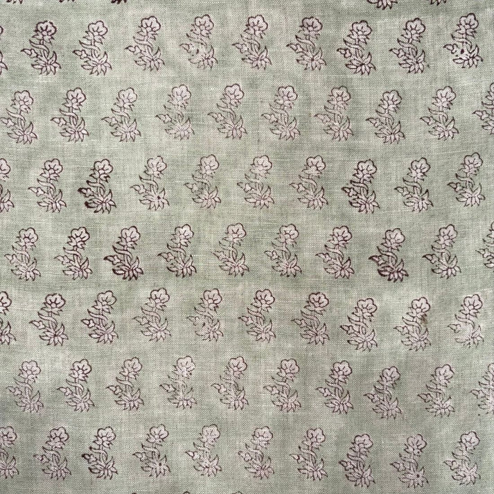 Naira Linen 58" Block-Printed Buti Upholstery Fabric