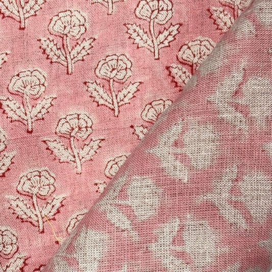 Nalli Block Printed Linen Fabric
