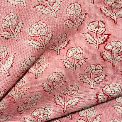 Nalli Block Printed Linen Fabric