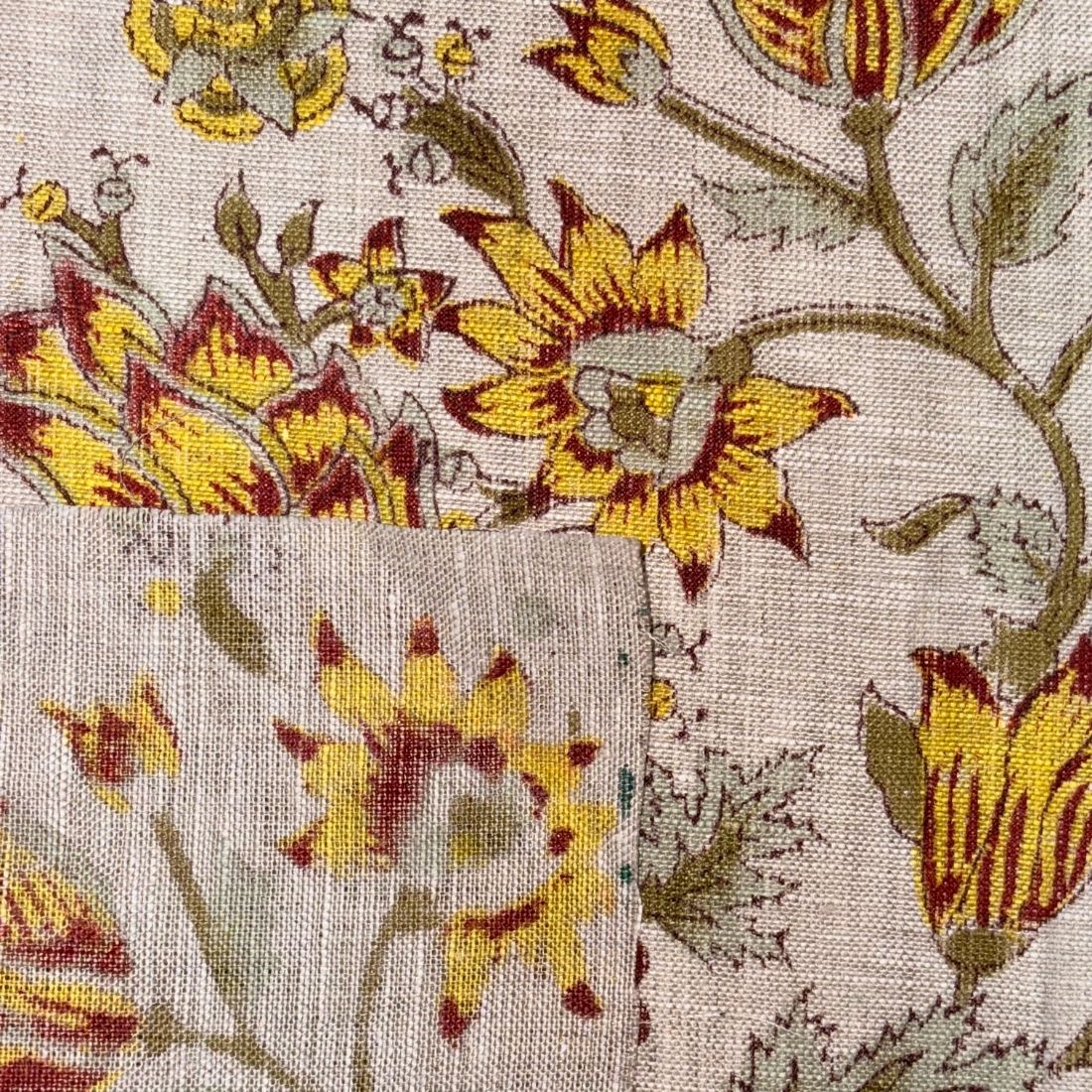 Khaat Block Printed Linen Fabric | Upholstery & Home Décor Fabric