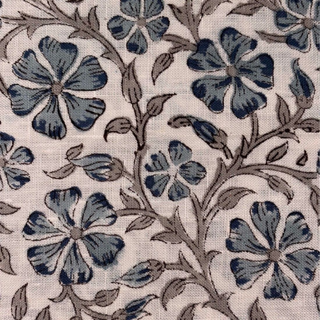 Nyra Linen 58" Block-Printed Jaal Upholstery Fabric