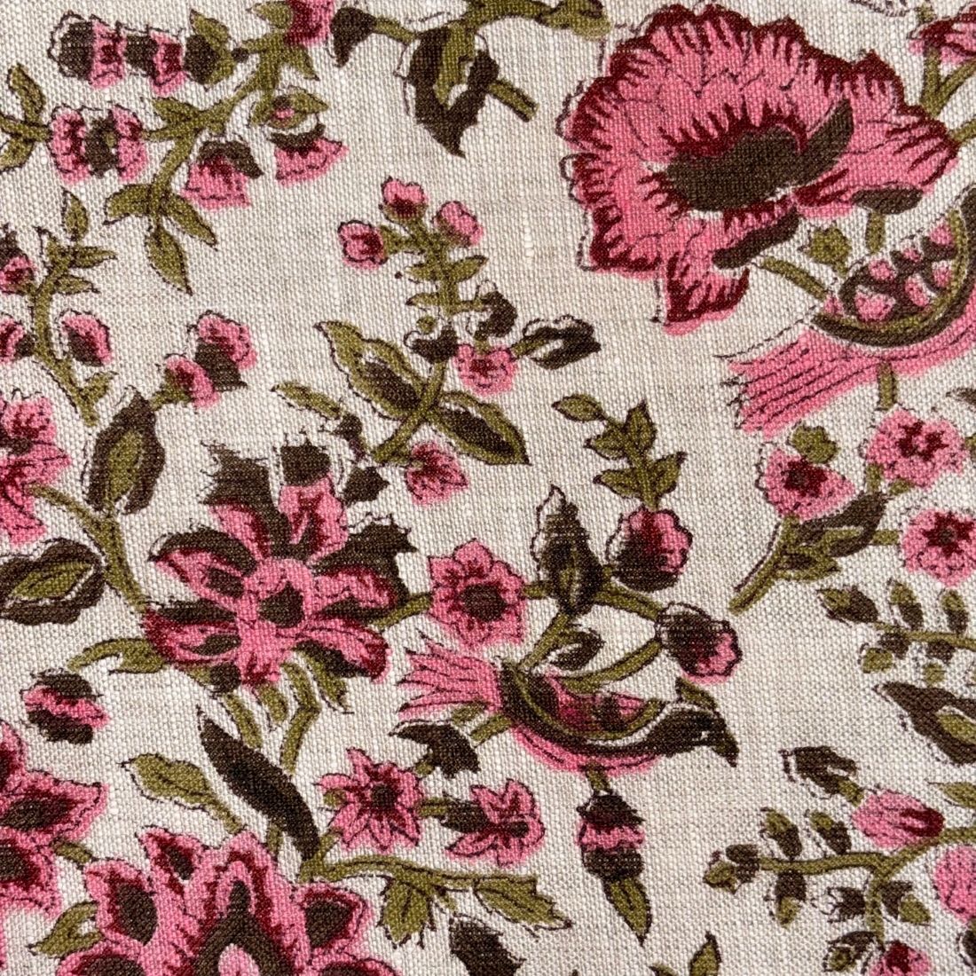 Haiza Block Printed Linen Fabric | Upholstery & Home Décor Fabric