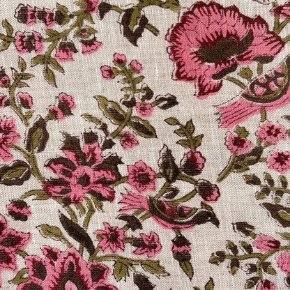 Haiza Block Printed Linen Fabric | Upholstery & Home Décor Fabric