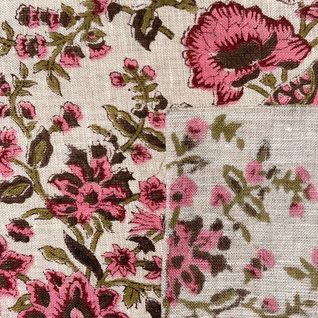 Haiza Block Printed Linen Fabric | Upholstery & Home Décor Fabric