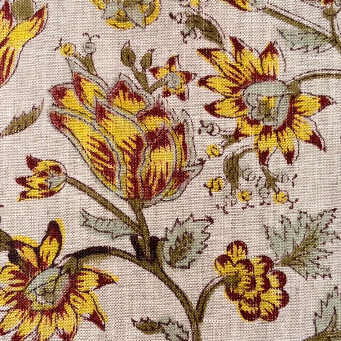 Khaat Block Printed Linen Fabric | Upholstery & Home Décor Fabric