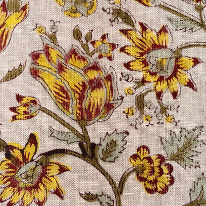 Khaat Block Printed Linen Fabric | Upholstery & Home Décor Fabric