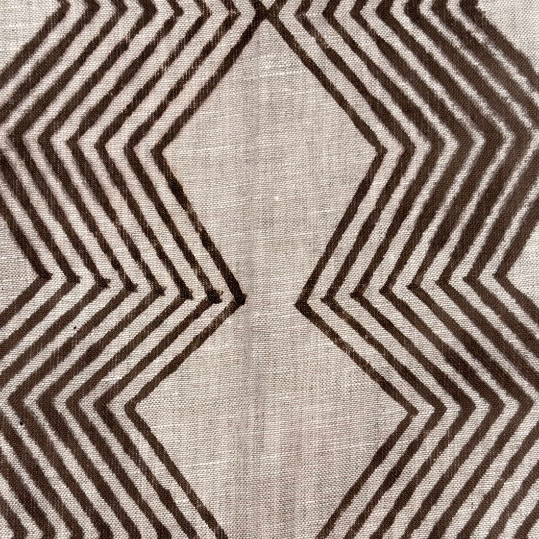 Textile with brown zigzag pattern on a neutral background