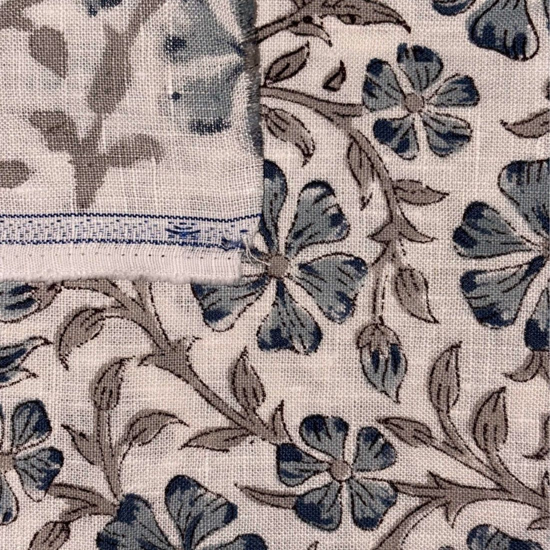 Nyra Linen 58" Block-Printed Jaal Upholstery Fabric