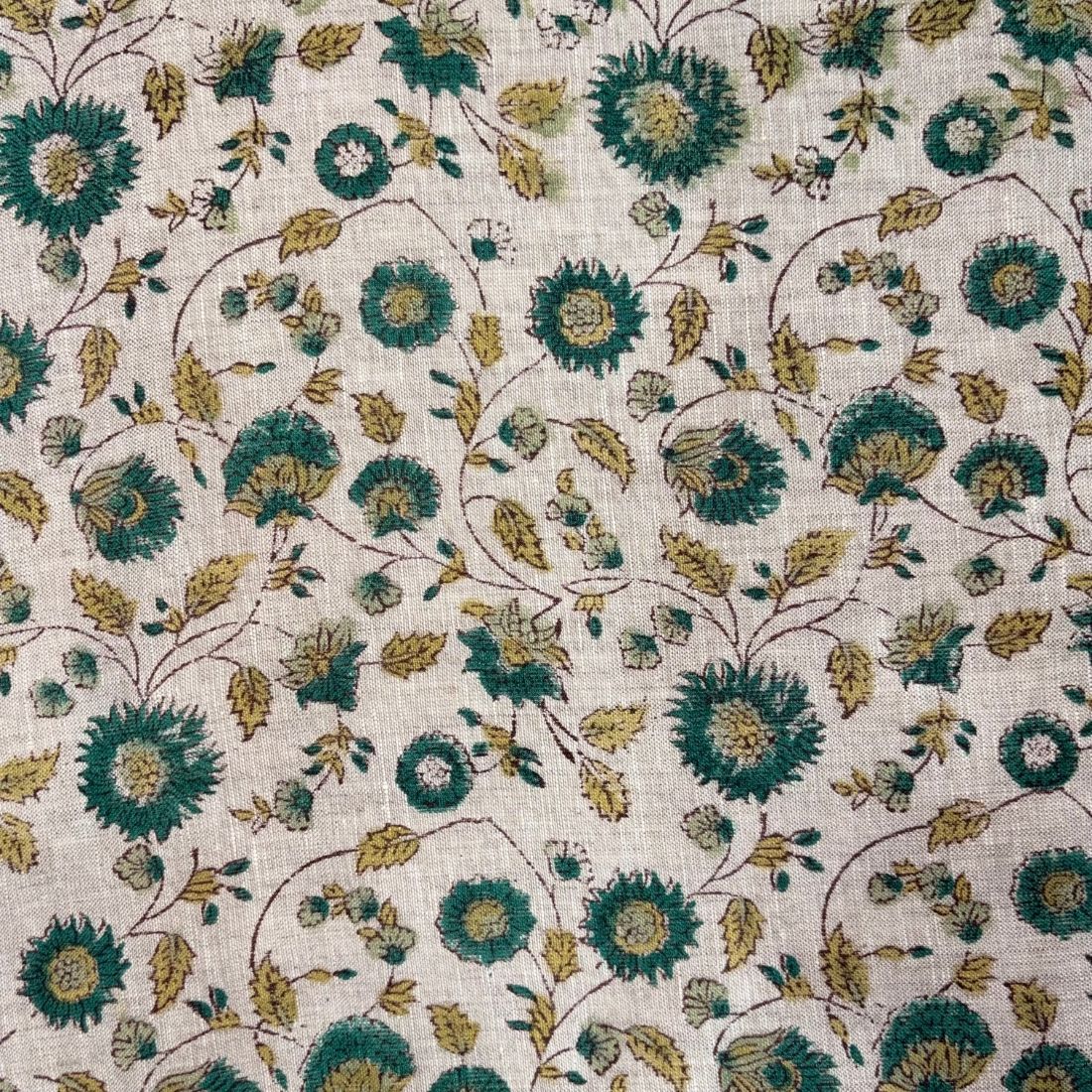 Daali Block Printed Linen Fabric | Upholstery & Home Décor Fabric