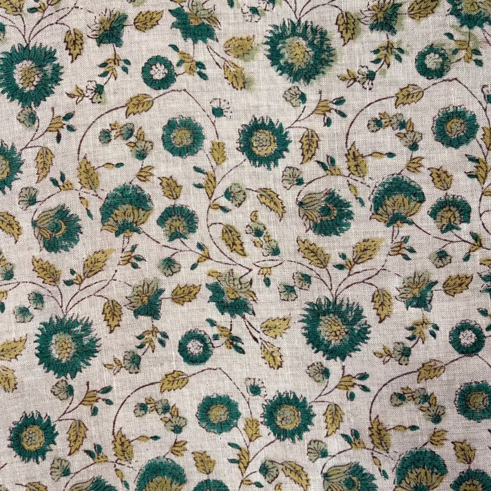 Charulata Linen 58" Block-Printed Jaal Upholstery Fabric