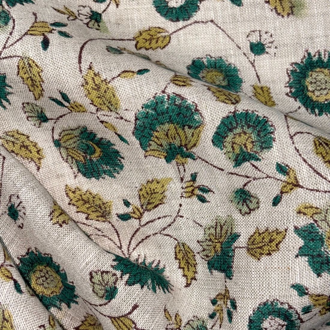 Daali Block Printed Linen Fabric | Upholstery & Home Décor Fabric