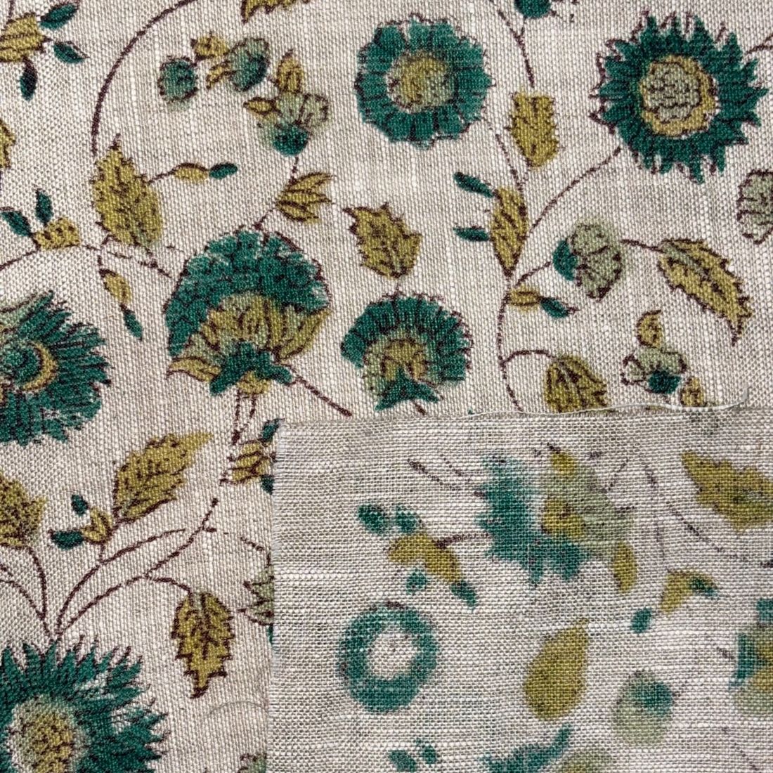Daali Block Printed Linen Fabric | Upholstery & Home Décor Fabric