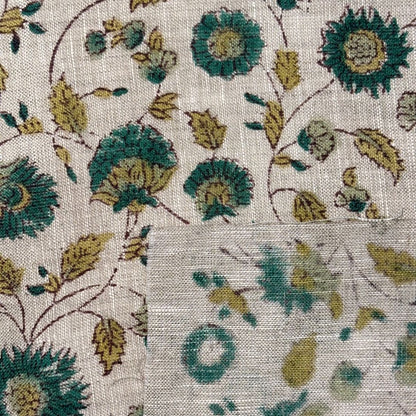Daali Block Printed Linen Fabric | Upholstery & Home Décor Fabric