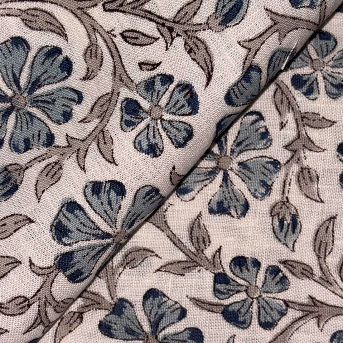 Nyra Linen 58" Block-Printed Jaal Upholstery Fabric