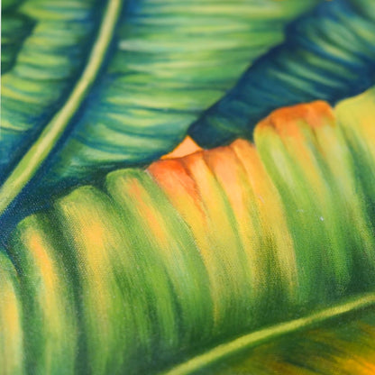 Hand Painted Tropical Leaf Canvas Wall Art