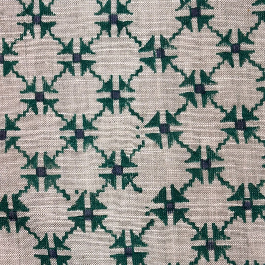 Kaaya Block Printed Linen Fabric | Upholstery & Home Décor Fabric