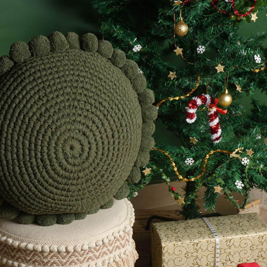 Holly Crochet Pillow Cover | Woven Home Décor | Holiday Gifting