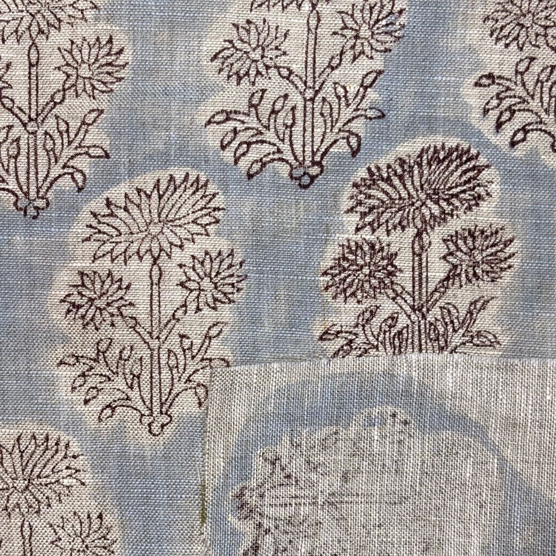 Textile with floral pattern on a blue background