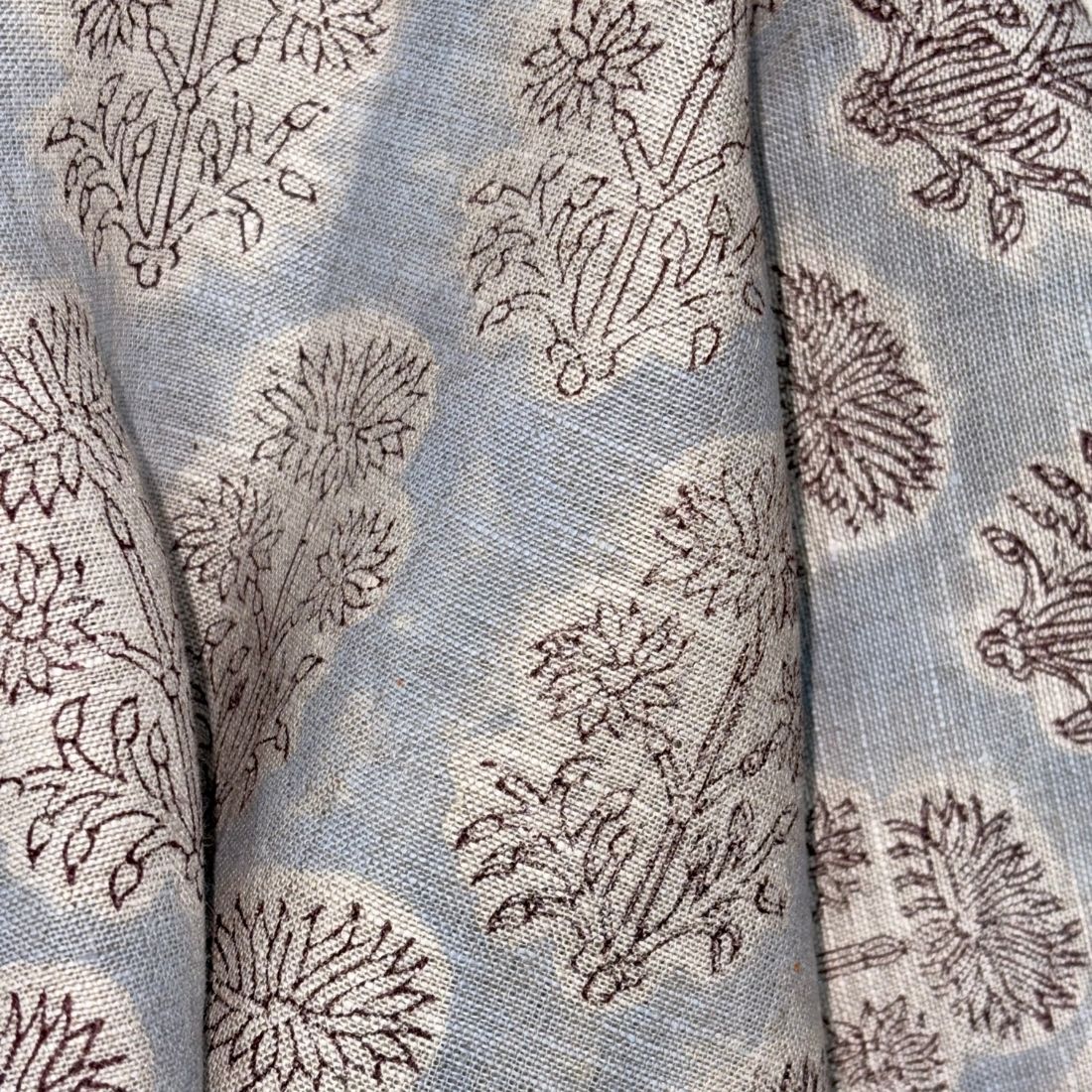Textile with floral patterns on a blue background