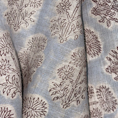 Textile with floral patterns on a blue background