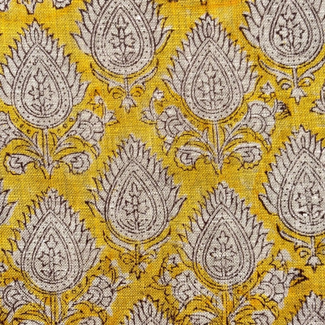 Sufia Block Printed Linen Fabric | Upholstery & Home Décor Fabric