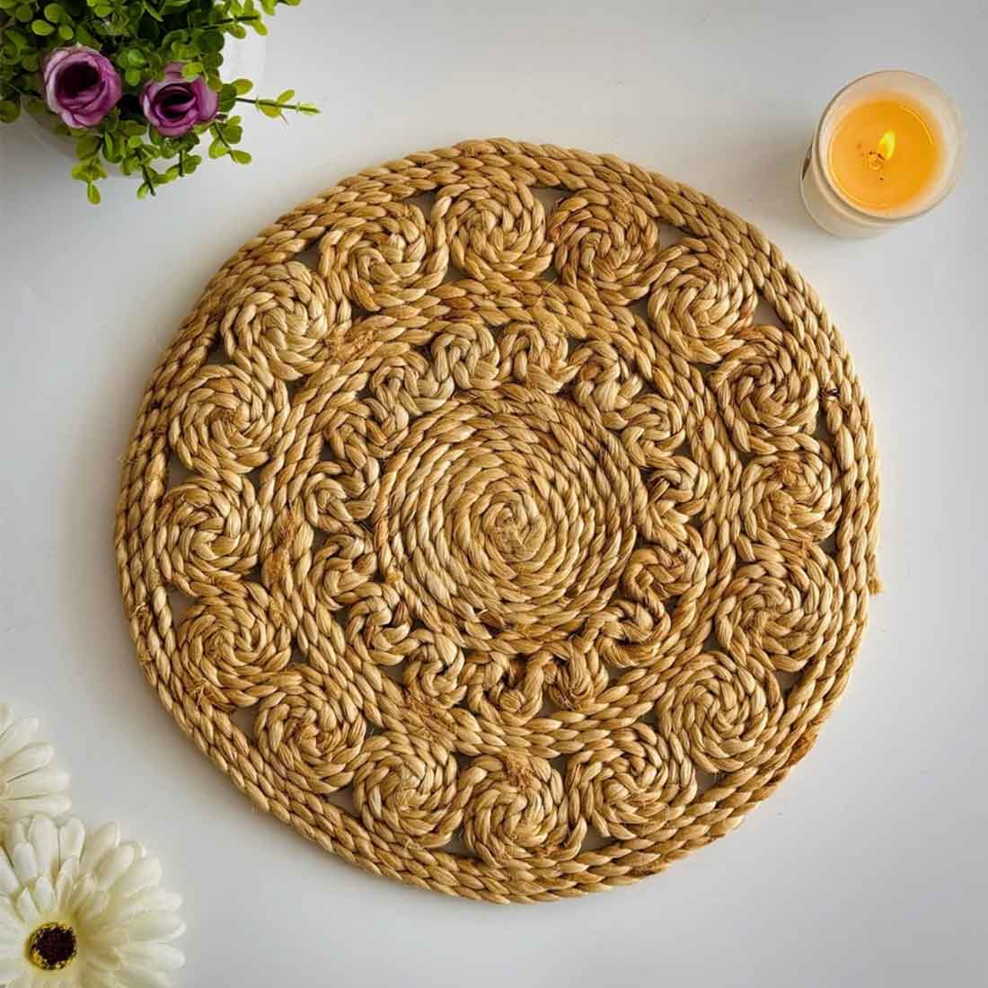 EcoCharm Jute Coaster – 6" Handwoven Rustic Beauty