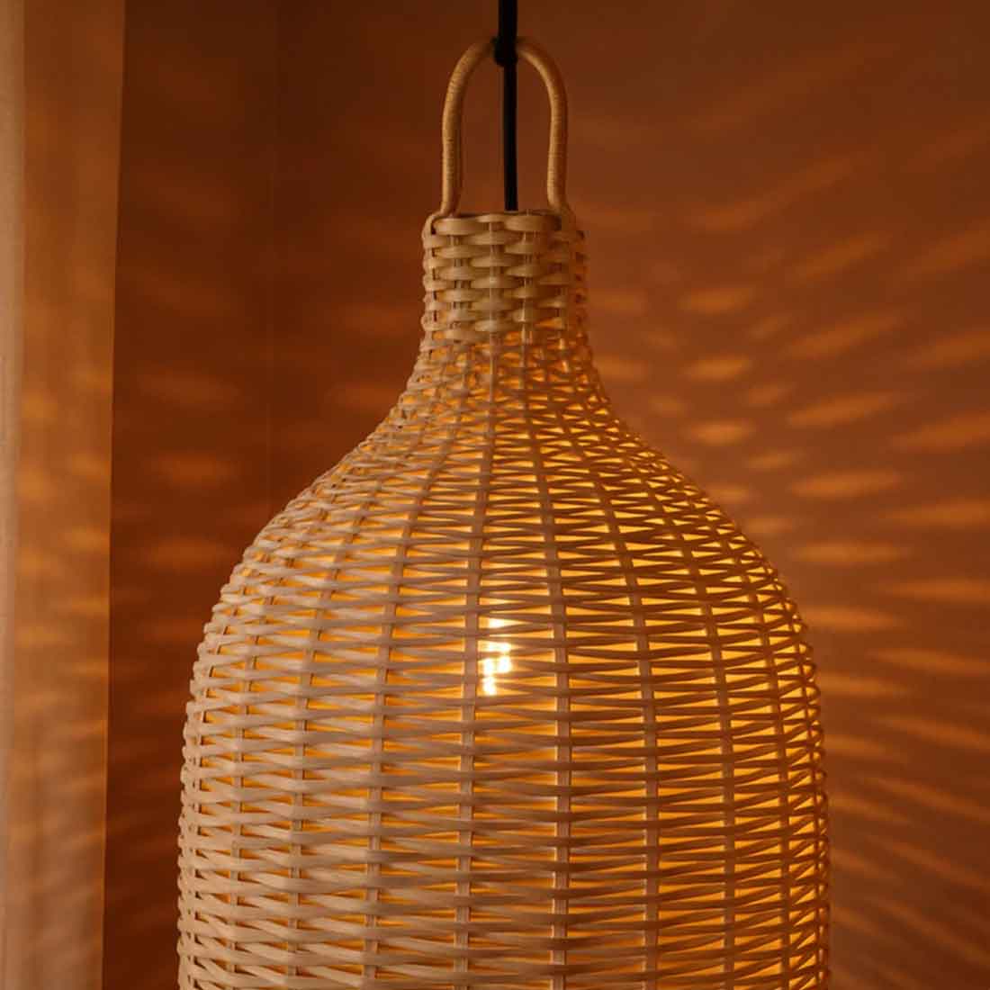 Cane Bottle Lampshade with Iron Frame