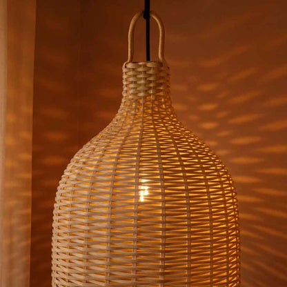Cane Bottle Lampshade with Iron Frame