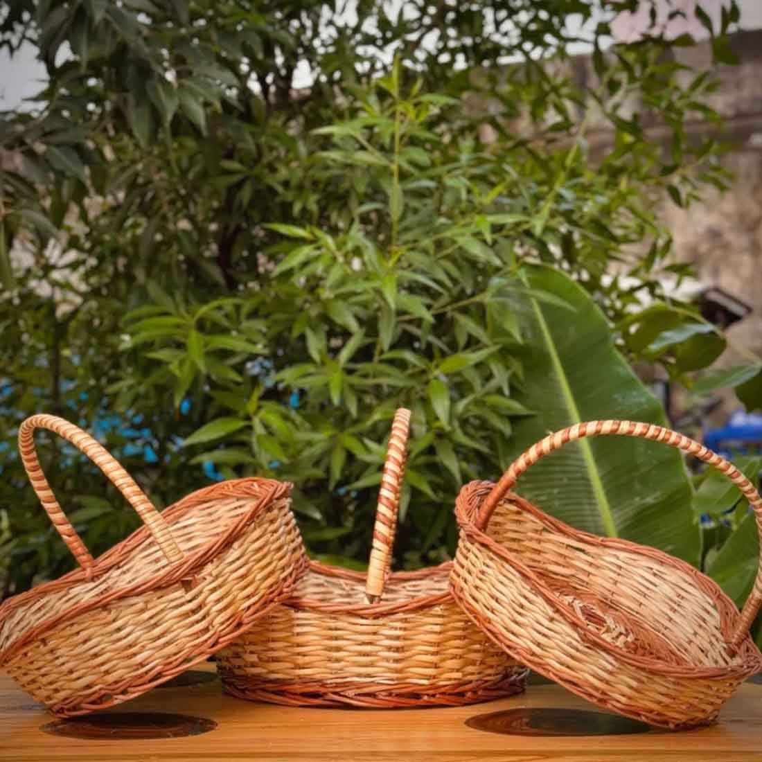 Willow Wave Basket Set - Handcrafted (Set of 3)
