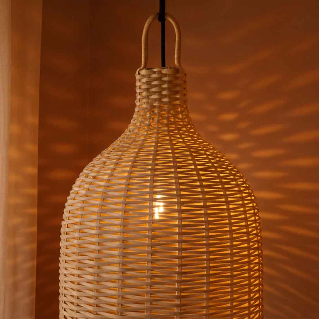 Cane Bottle Lampshade with Iron Frame