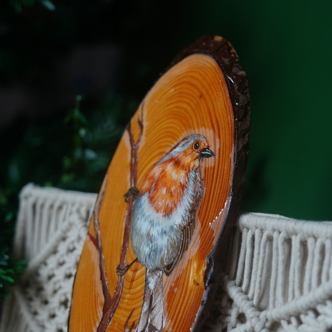 Hand Painted Wooden Christmas Bird Wall Decor