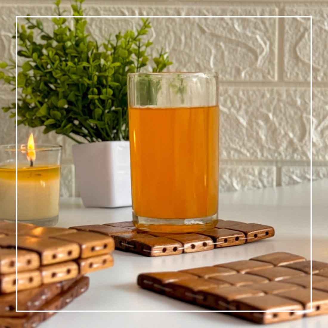 Bamboo Coaster Set - 6 pcs