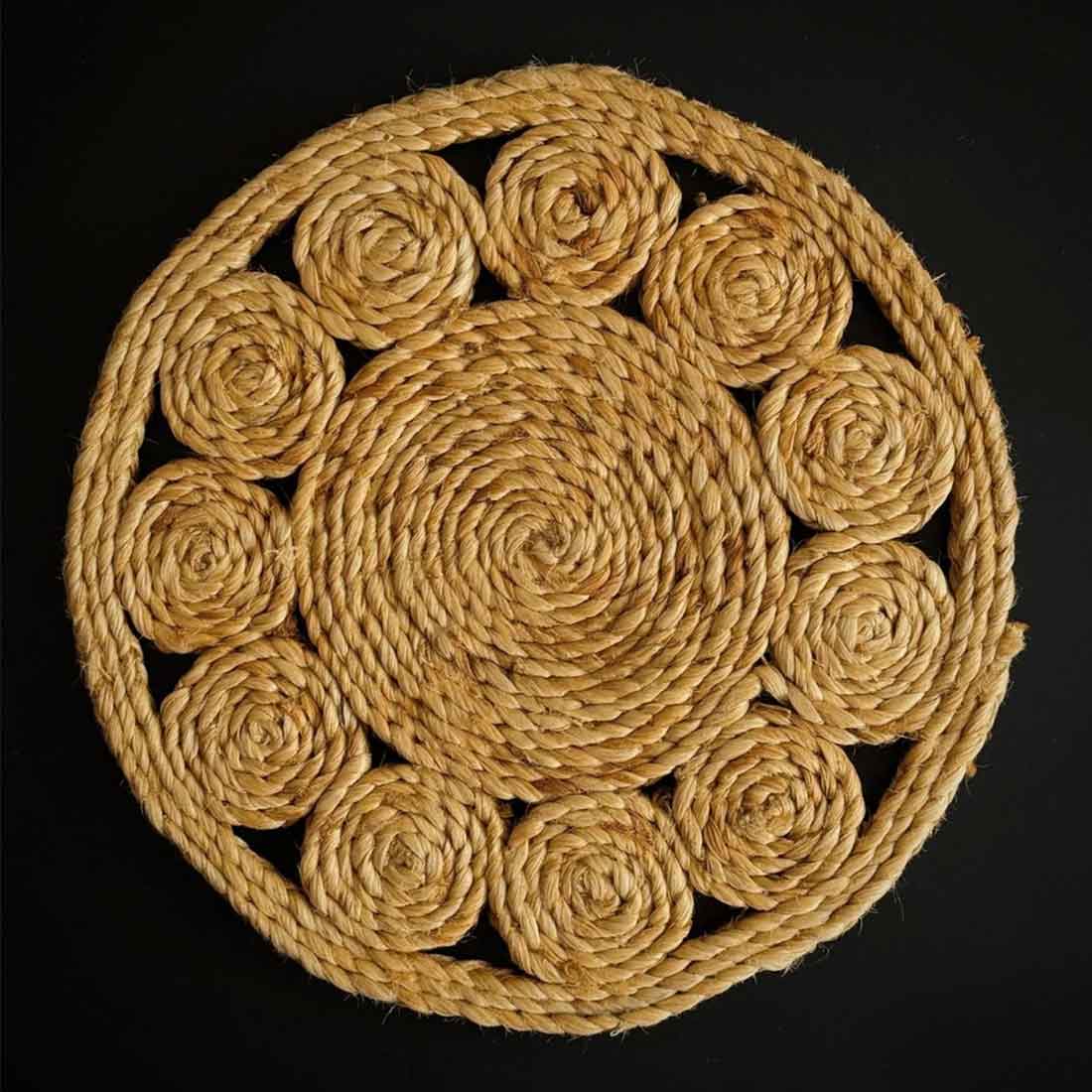 SunSpiral Jute Coaster – 6" Handwoven Boho Elegance