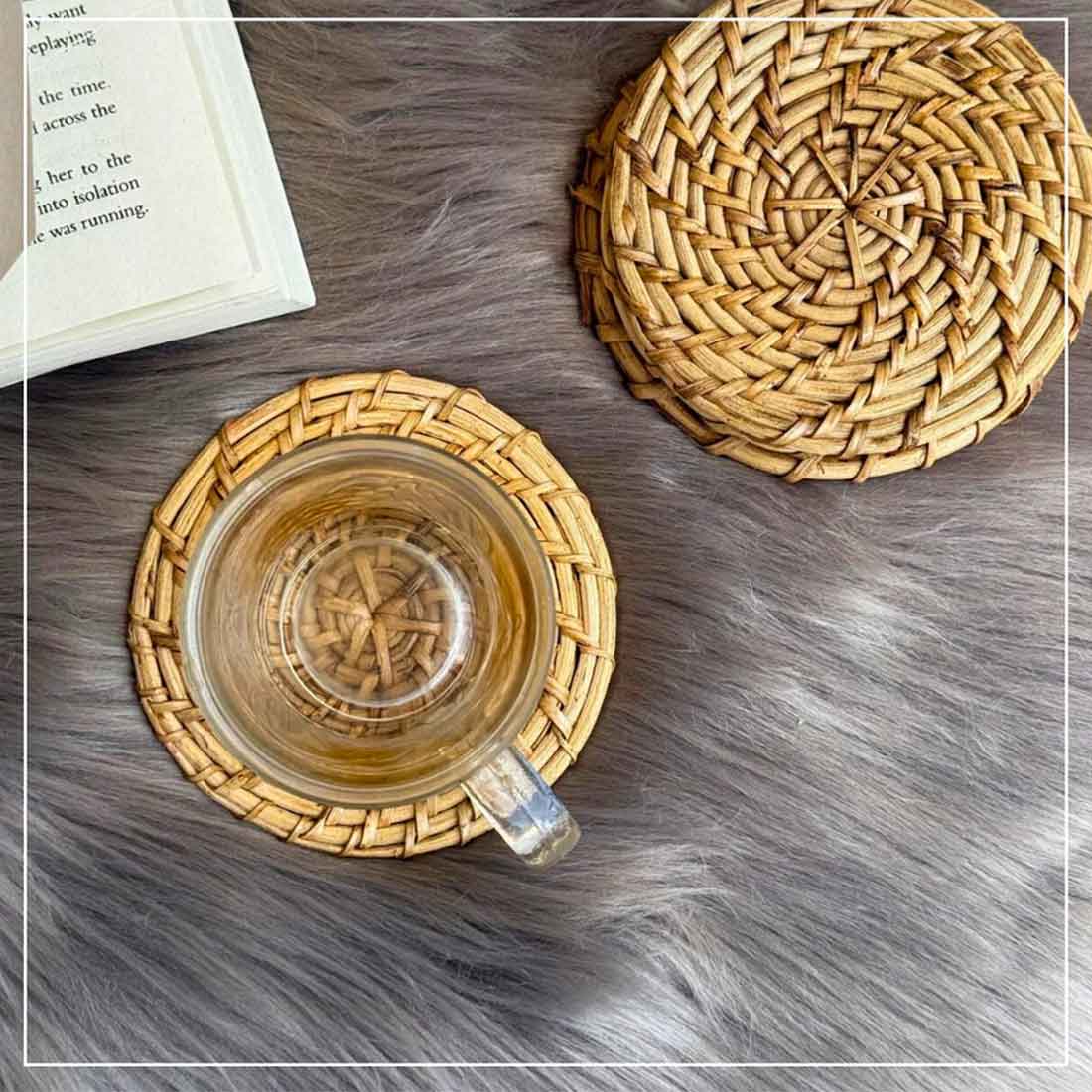 Aara Cane Coaster Set - Round (Set of 4)