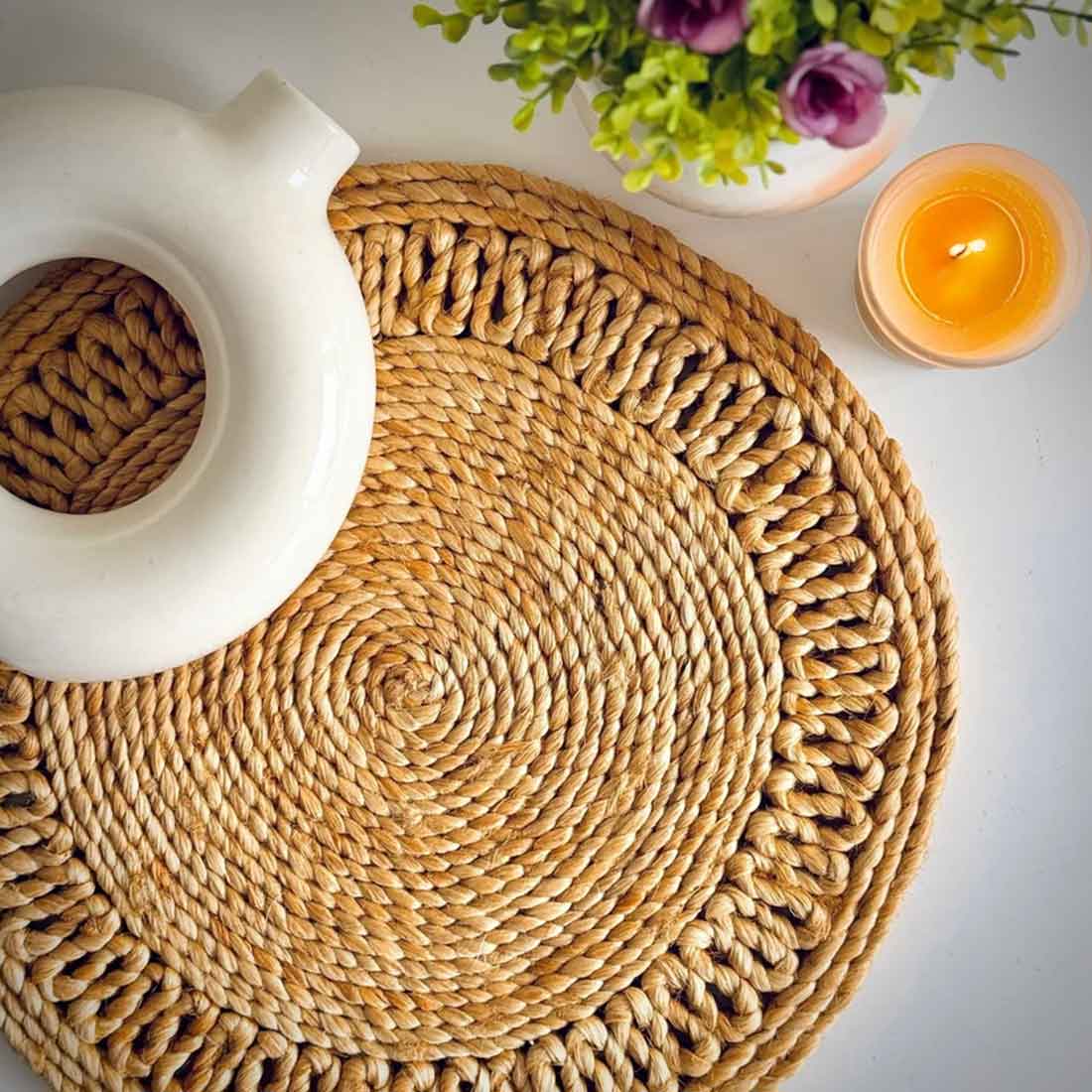 Rustic Round Jute Coasters - 6" Handwoven Table Elegance