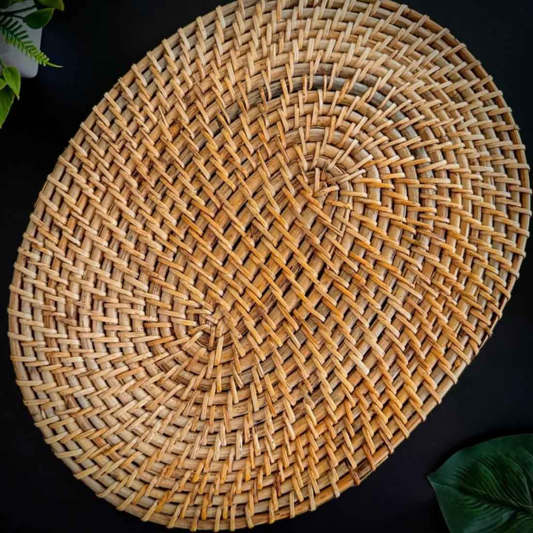 Elowyn Rattan Cane Placemats – Oval Handwoven Elegance