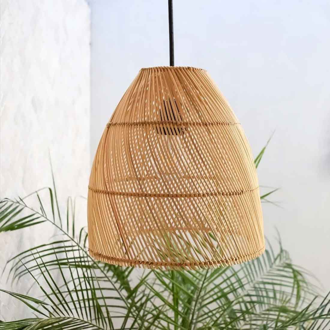 Cane Hanging Lampshade with Iron Frame