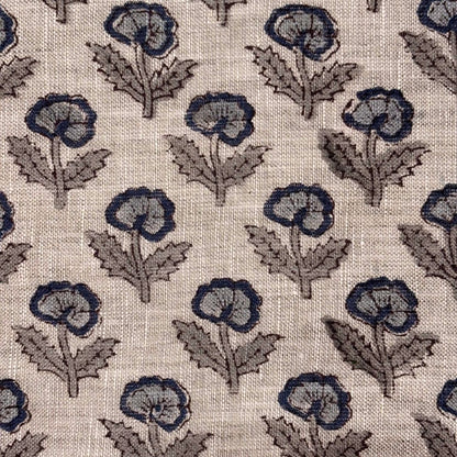 Kaamini Linen 58" Block-Printed Buti Upholstery Fabric