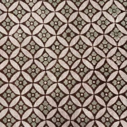 Patterned fabric with a geometric design on a grey background
