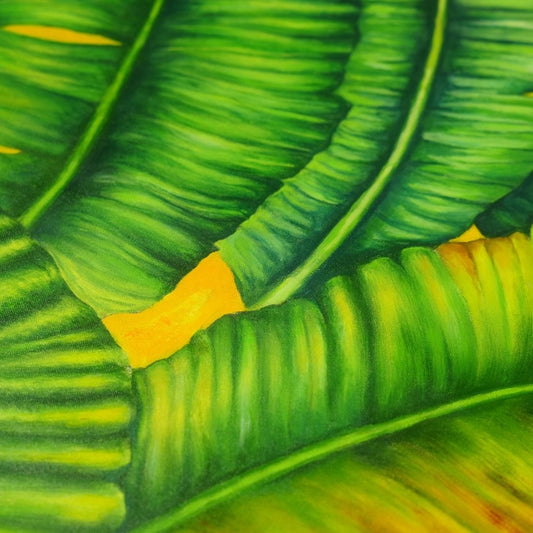 Hand Painted Tropical Leaf Canvas Wall Art