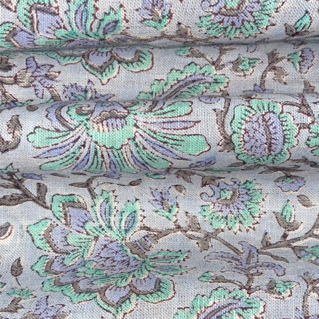 Thari Block Printed Linen Fabric | Upholstery & Home Décor Fabric
