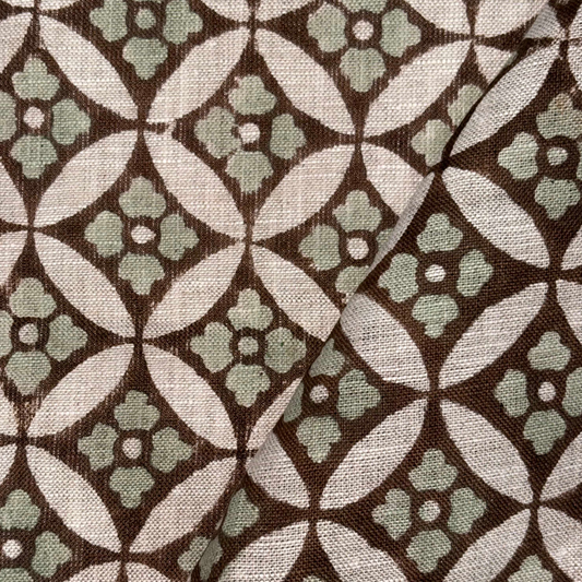 Karigar Linen 58" Block-Printed Geometric Upholstery Fabric