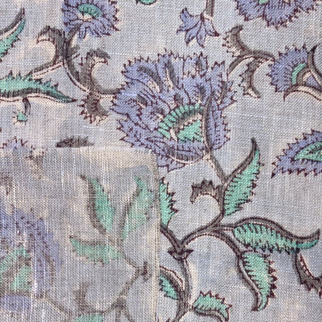 Amoli Block Printed Linen Fabric | Upholstery & Home Décor Fabric