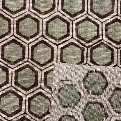 Hexagonal patterned fabric with a close-up of the texture.