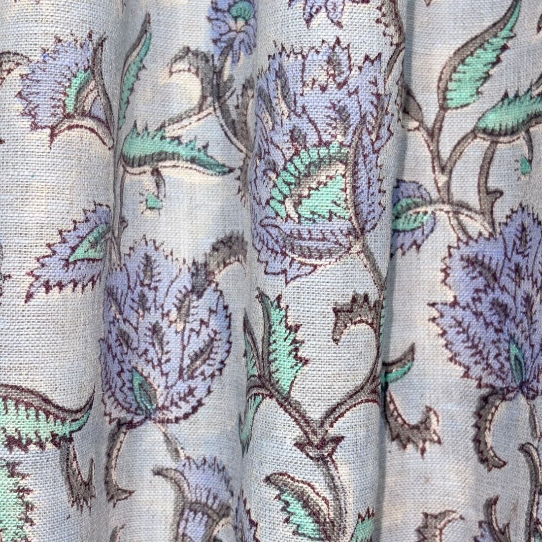Amoli Block Printed Linen Fabric | Upholstery & Home Décor Fabric