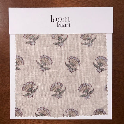 Ruhya Linen 58" Block-Printed Buti Upholstery Fabric
