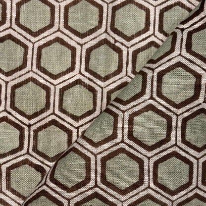 Hexagonal pattern fabric with brown and green colors