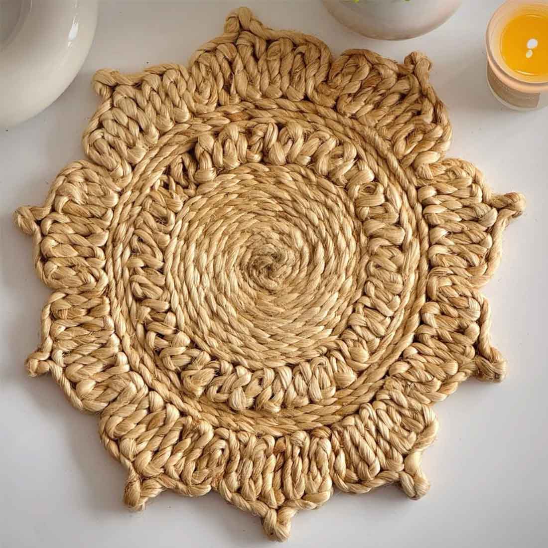 BohoBraids Jute Coaster – 6" Handcrafted Classic